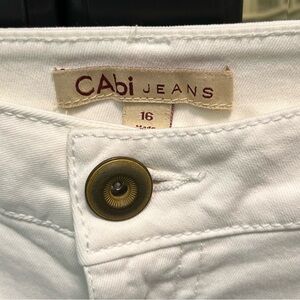 CAbi White Jeans, raw edge, cropped, stretch, size 16